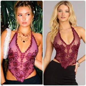 Lace-Up Halter Crop Top